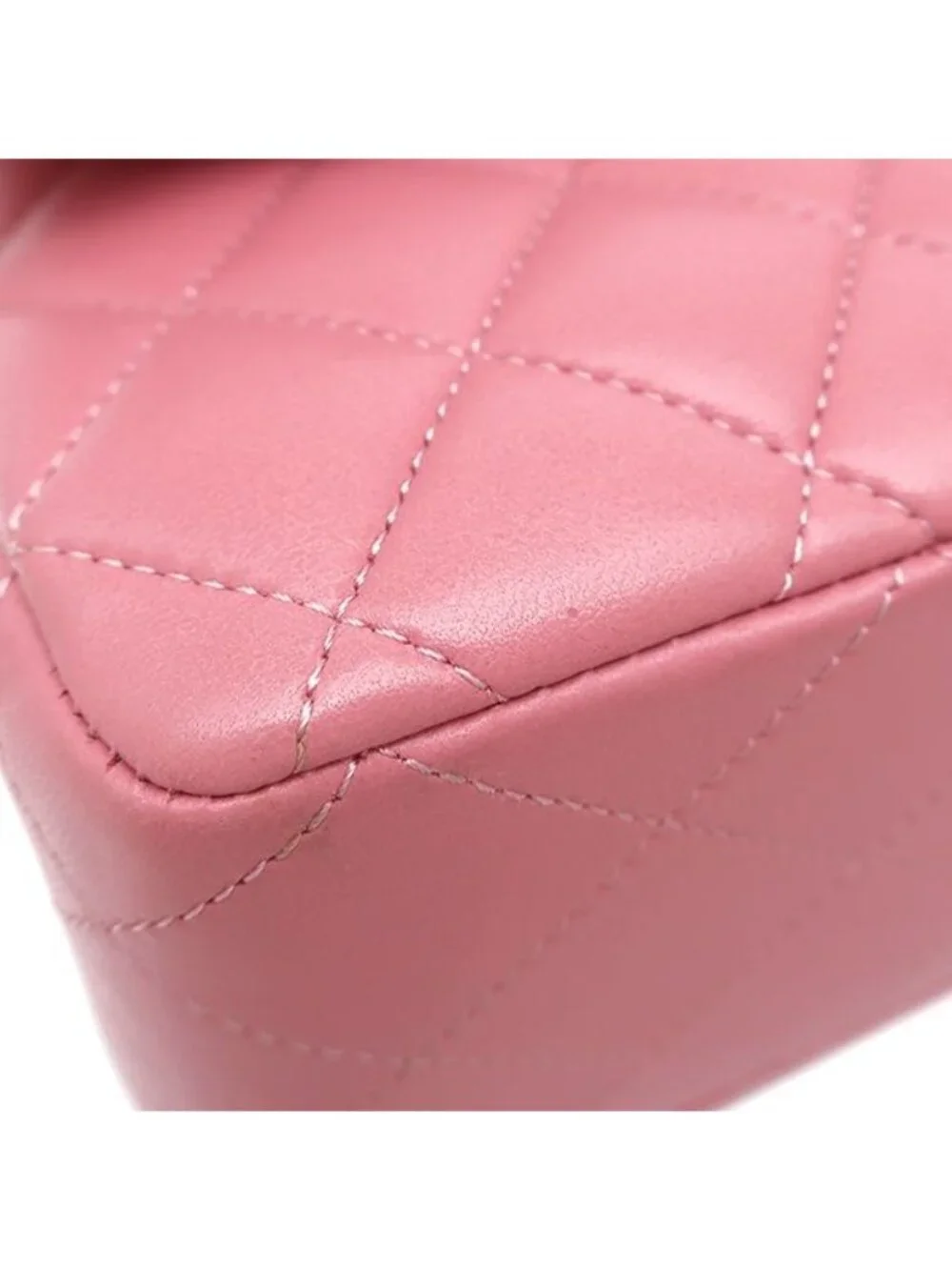 Chanel Shoulder Bag Quilted 25 Chain Lambskin Pink Gold CC Logo Double Flap